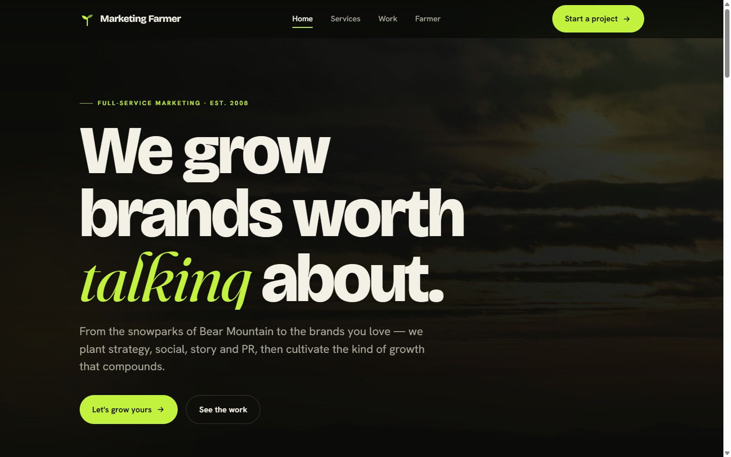 Redesigned Marketing Farmer homepage